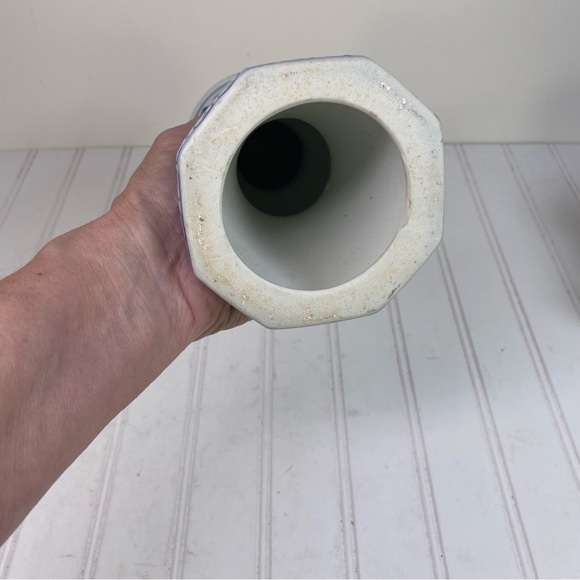 Chinoiserie porcelain blue & white floral candle holder - Picture 5 of 5